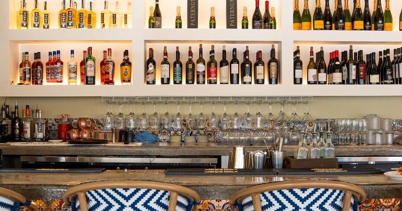 The bar and wine selection at Amuri Italian Cuisine